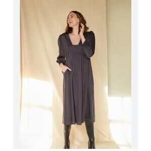 Neu Nomads Annika Dress Sz S Charcoal Grey Tencel Capsule Minimalist Sustainable